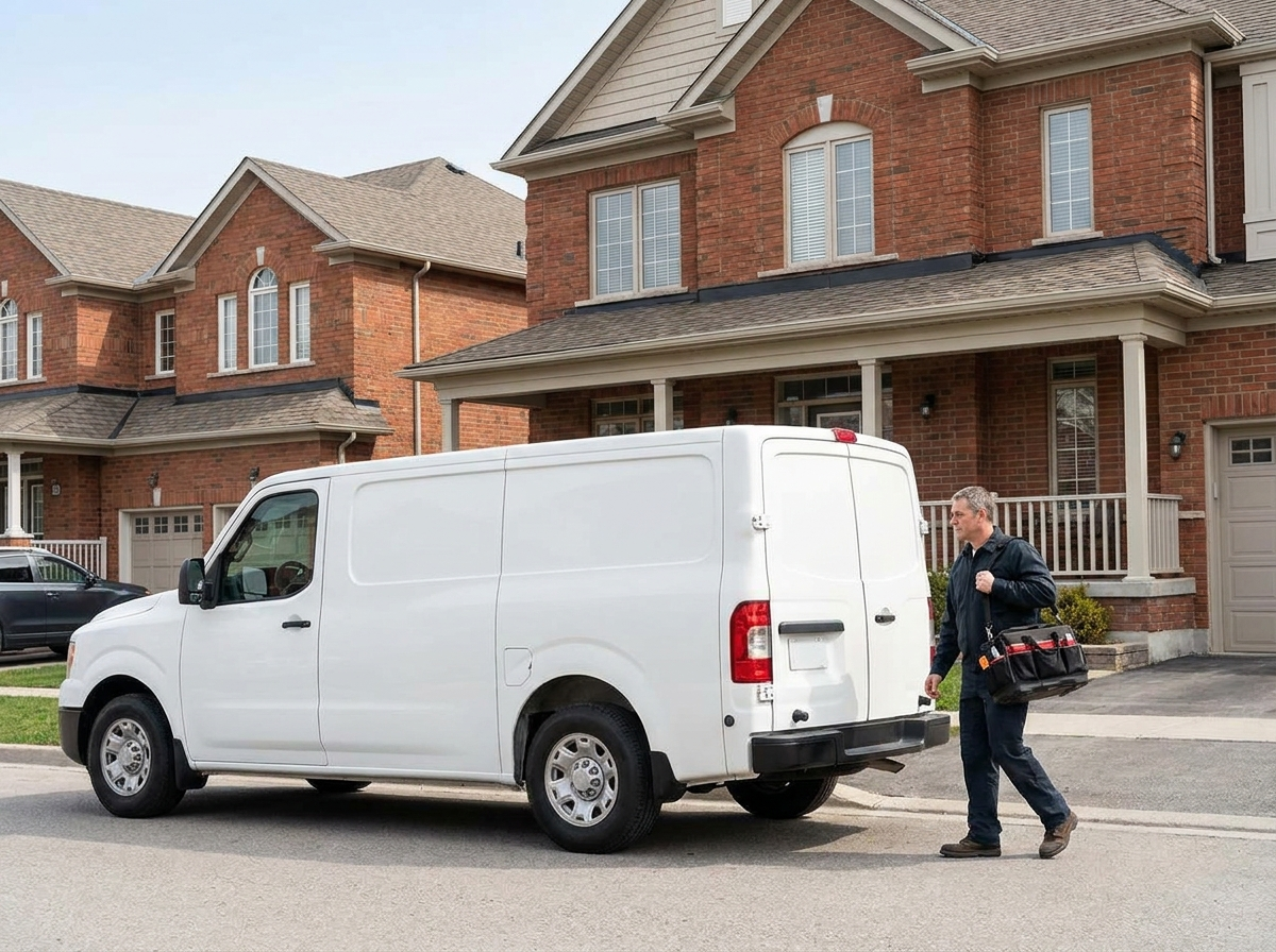 Plumber arriving for local service